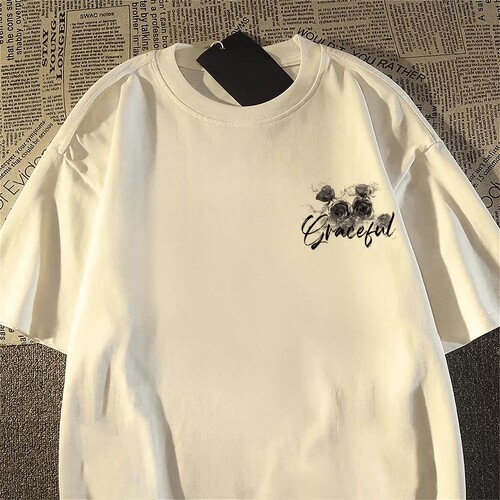 New men's ins fashion brand short-sleeved t-shirt summer American high street cool rose T-shirt student all-matching top