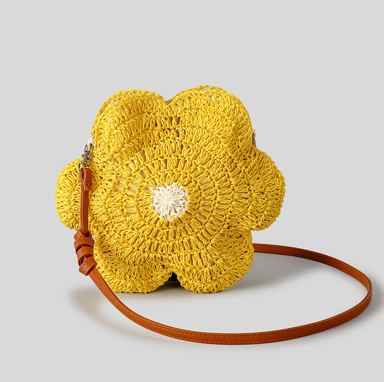 153g Weight Weave Fashion Element Magnetic Buckle Closure Type Single Shoulder Strap Strap Type Straw Bag Bags Type Casual Occasion Paper Material Flower Pattern Spring&Summer Season Women's Gender Cute Style Flower Shape Shape Small Size Women's Small Paper Flower Cute Weave Flower Shape Magnetic Buckle Straw Bag