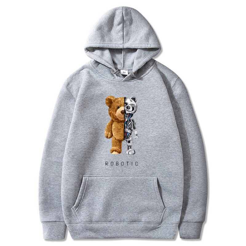 Cross-border Doraemon OZON hot-selling European and American trendy violent bear print men's solid color fashion pullover hoodie Cross-border Doraemon OZON hot-selling European and American trendy violent bear print men's solid color fashion pullover hoodie