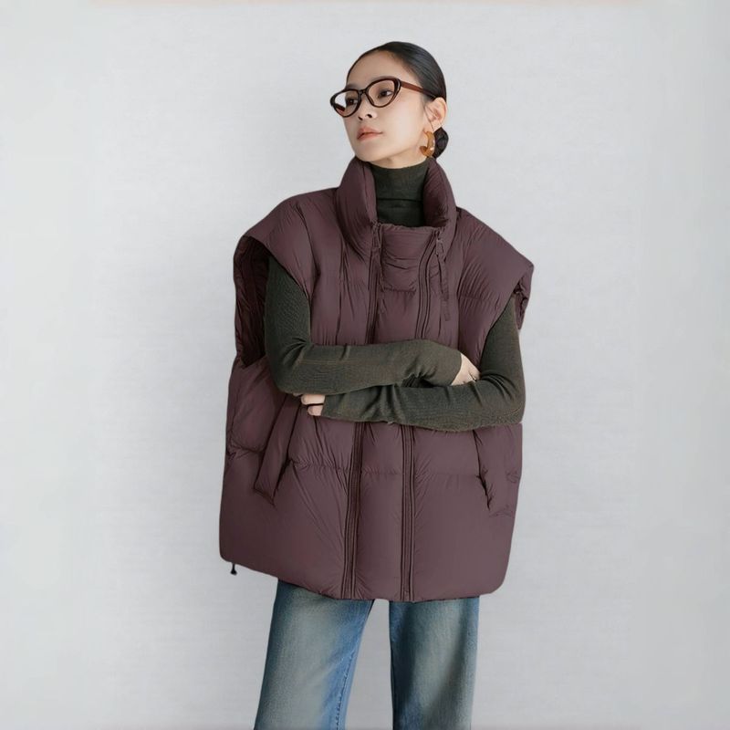 胖mm大码立领保暖棉服马甲女秋冬新款宽松短款百搭双拉链背心外套|undefined