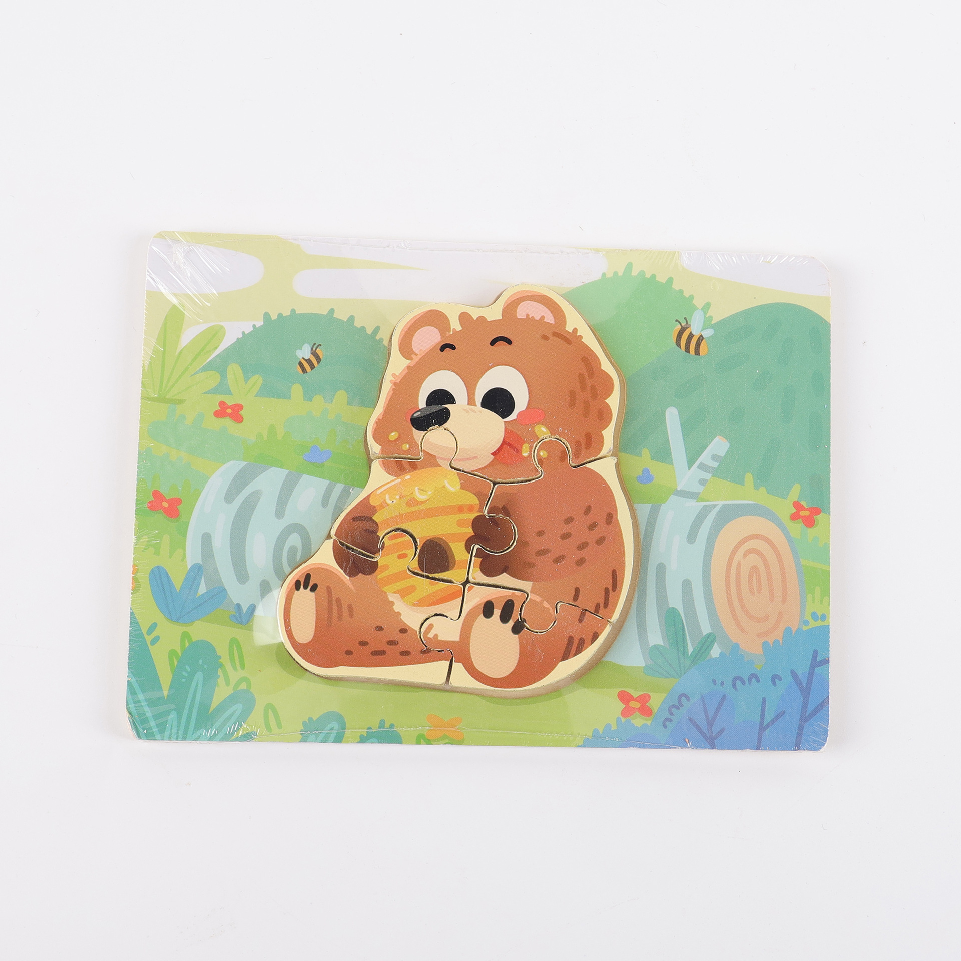 Puzzle de madera plano pequeño puzzle infantil juguetes de dibujos animados animales de tráfico cognitivo bloque al por mayor