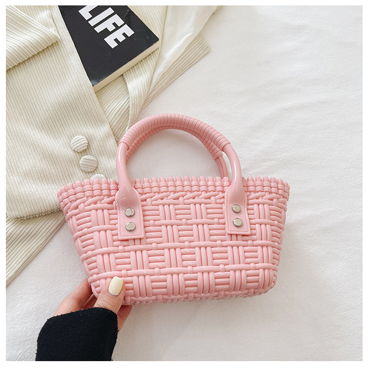 2025 New trendy and versatile crossbody mini vegetable basket jelly bag, fashionable hand-held woven bag, mini tote women's bag undefined