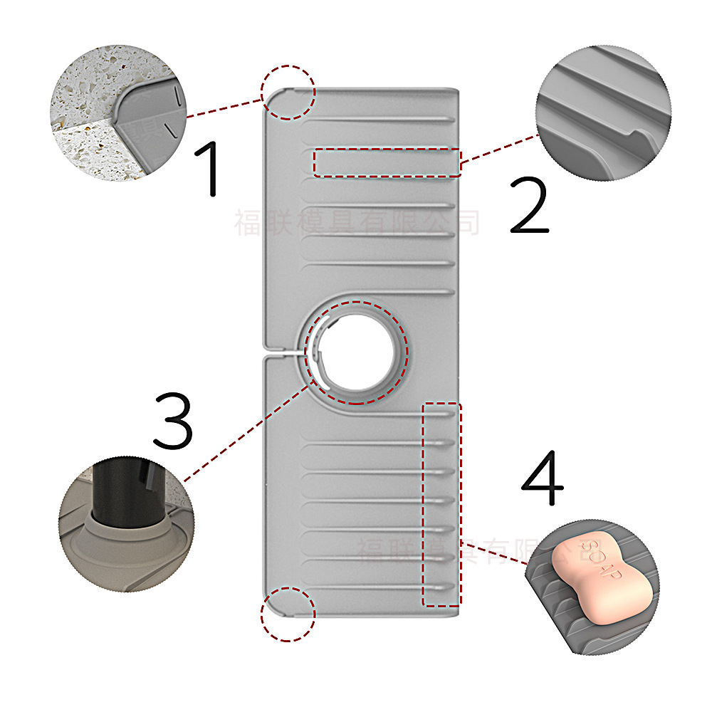 Cocina baño grifo de drenaje almohadilla de drenaje de silicona transparente drenaje fregadero almohadilla de silicona Placa de retención de agua en stock