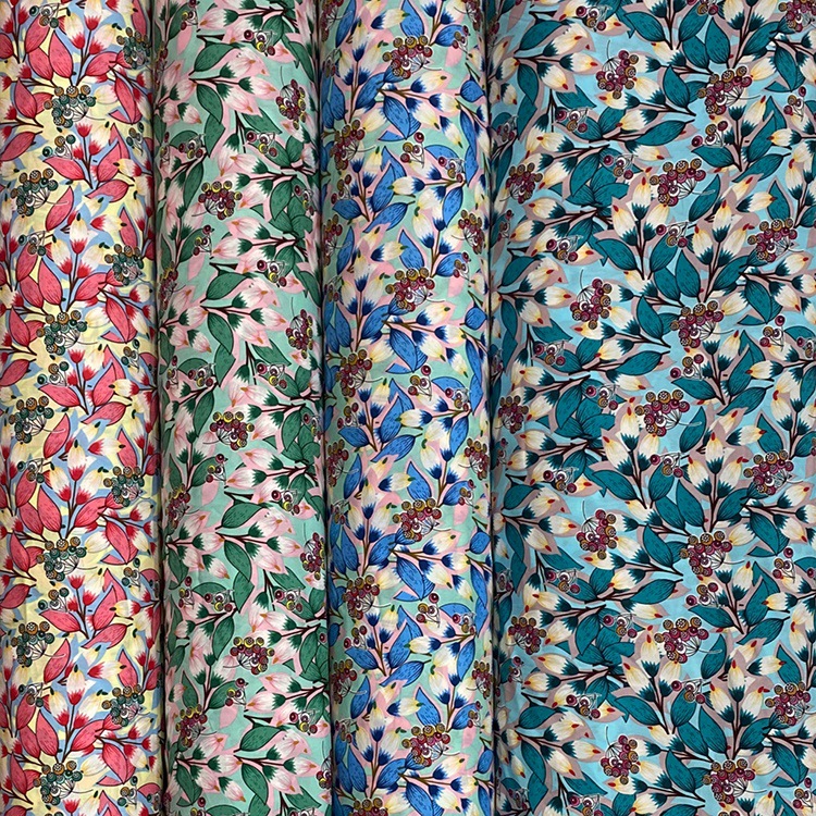 Impresión de alta calidad trenzada 45s 100gsm tela de impresión de camisa de rayon