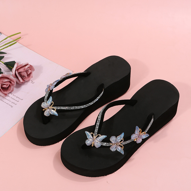 Mode Plattform Flip-flops Frauen Keil Weichen Boden Schmetterling Strand Schuhe display picture 1