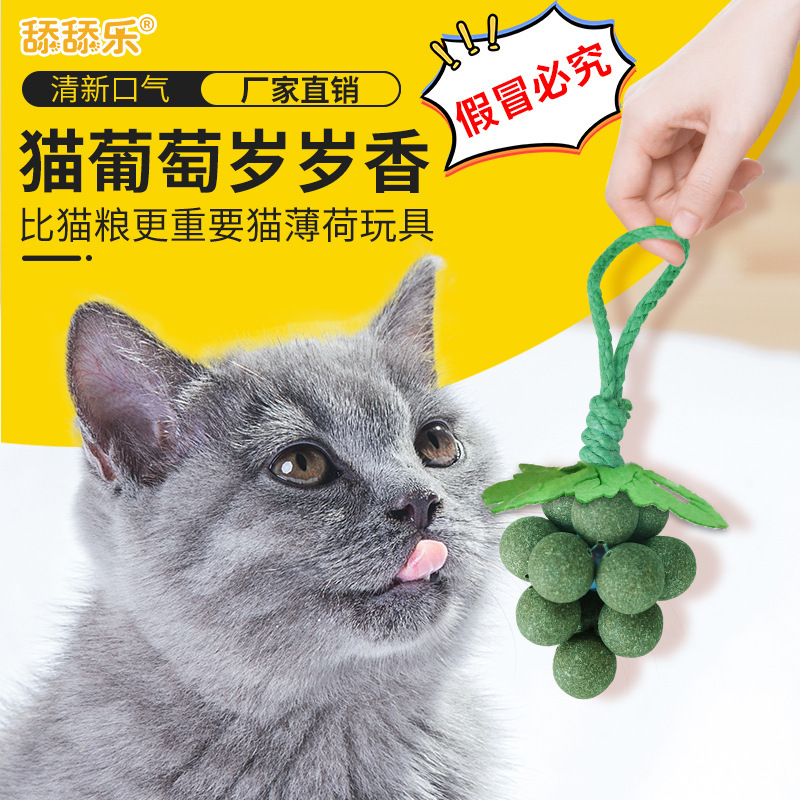 猫薄荷木天蓼舔舔乐玩具 葡萄形磨牙洁齿球 猫咪解闷互动零食玩具