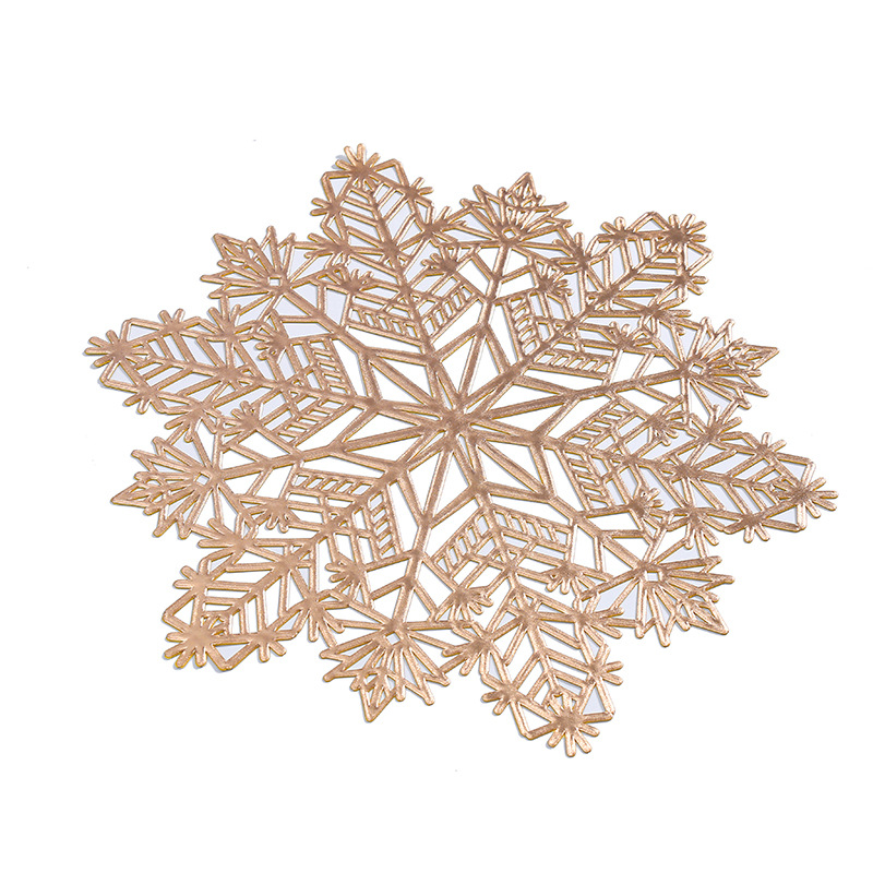 Copo de nieve de Navidad transfronterizo mantel de pvc decoración de restaurante de Navidad restaurante occidental bronceado tapete de mesa hueca al por mayor