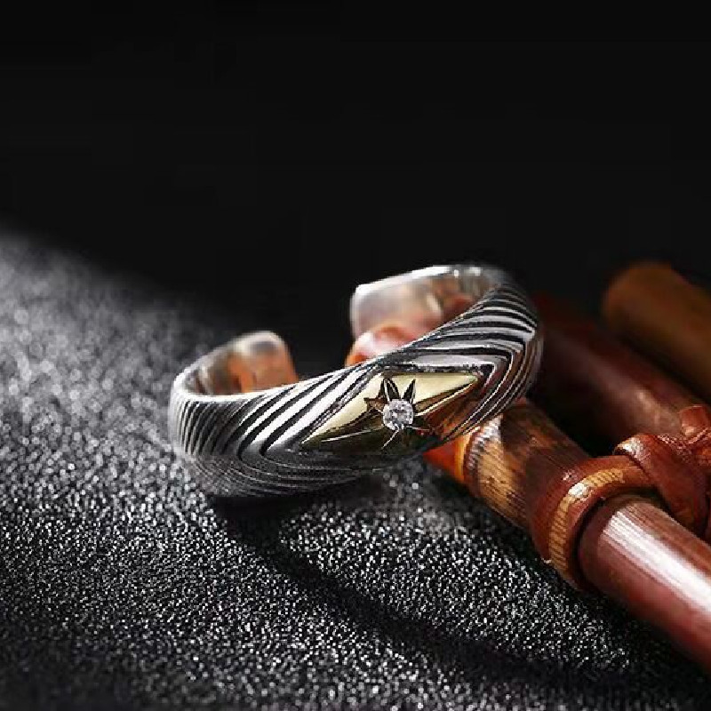 Anello da sole a righe vintage da uomo, gioielli semplici e di personalità in difficoltà per le donne, accessori ad anello di alta qualità e alla moda_voghion.com