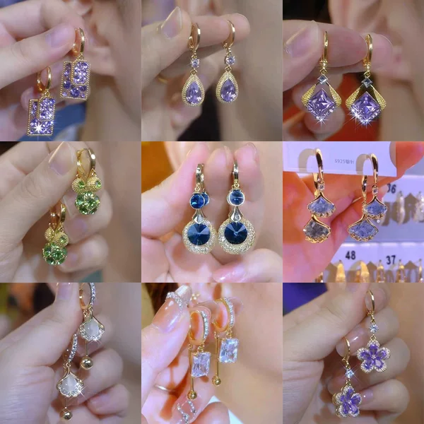 Korean-Style Heavy-Duty Crystal Leaf Earrings with Full Rhinestones, Super Shiny, Unique Creative Design, Elegant Socialite Style, Trendy Earrings