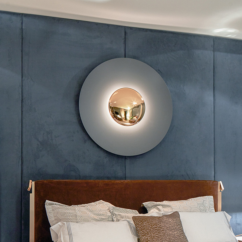 Redondo nórdico puerta de entrada apartamento diseñador estudio modelo LED sala de estar lámpara de pared dormitorio comedor platillos voladores cabecera de cama