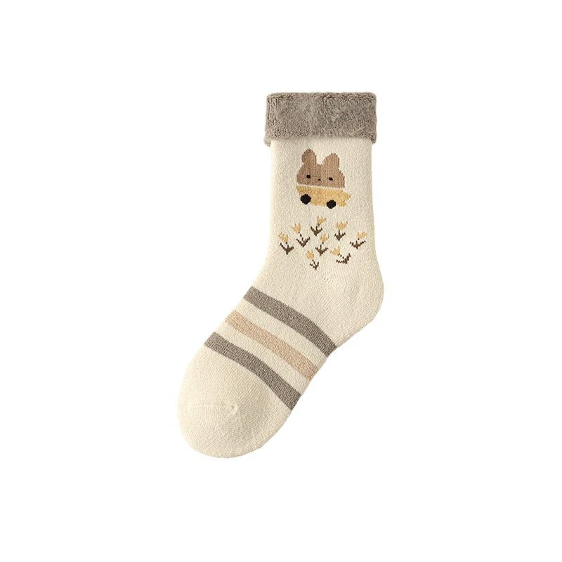 Velvet warm cartoon socks, mid-length