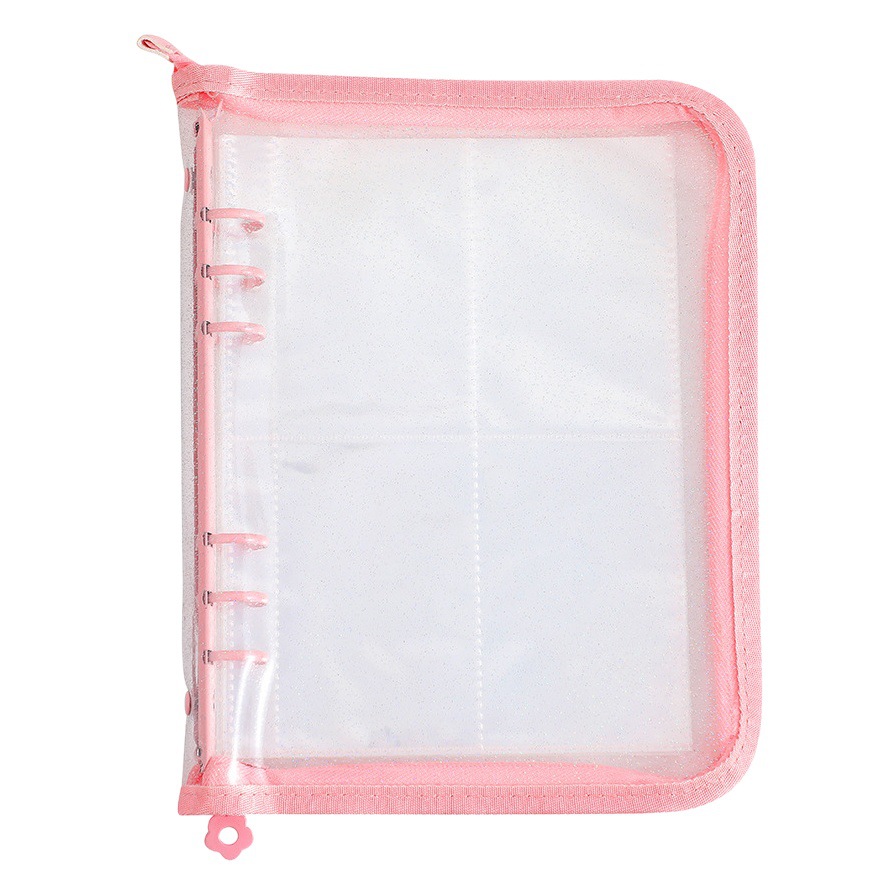 Libro de colección de tarjetas pequeñas estrella de tres pulgadas de cinco pulgadas de estilo coreano PVC brillante A5 cremallera álbum chica de seis agujeros de hojas sueltas clip