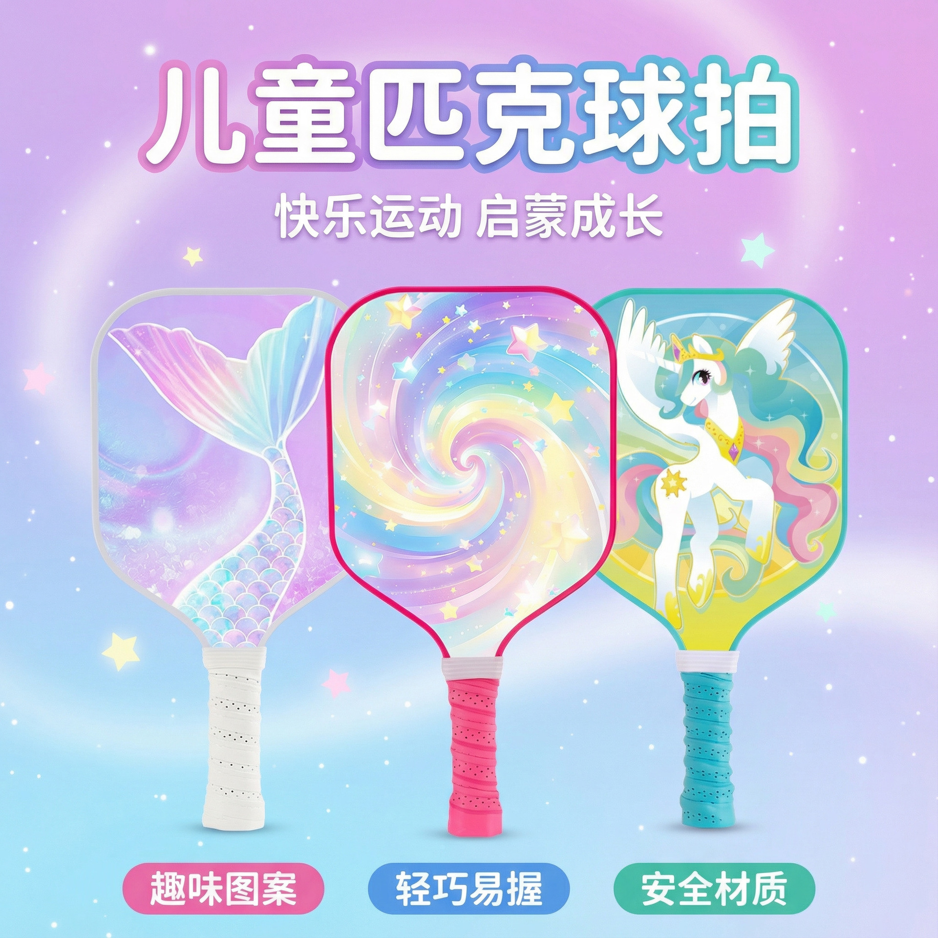 Cross-Border Hot-Selling Children's Pickleball Racket Fiberglass Kids Gift Pickleball Beginners Entry-Level Source Factory