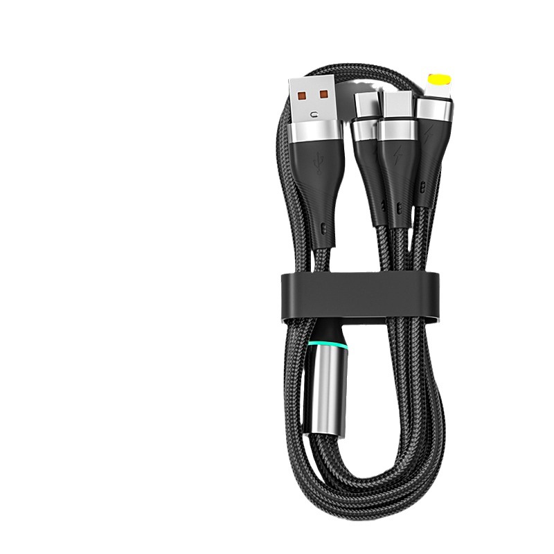 Red de pesca luminosa de 100W tejida uno a tres adecuado para Android Huawei Apple tres-en-uno 6A cable de datos de carga rápida