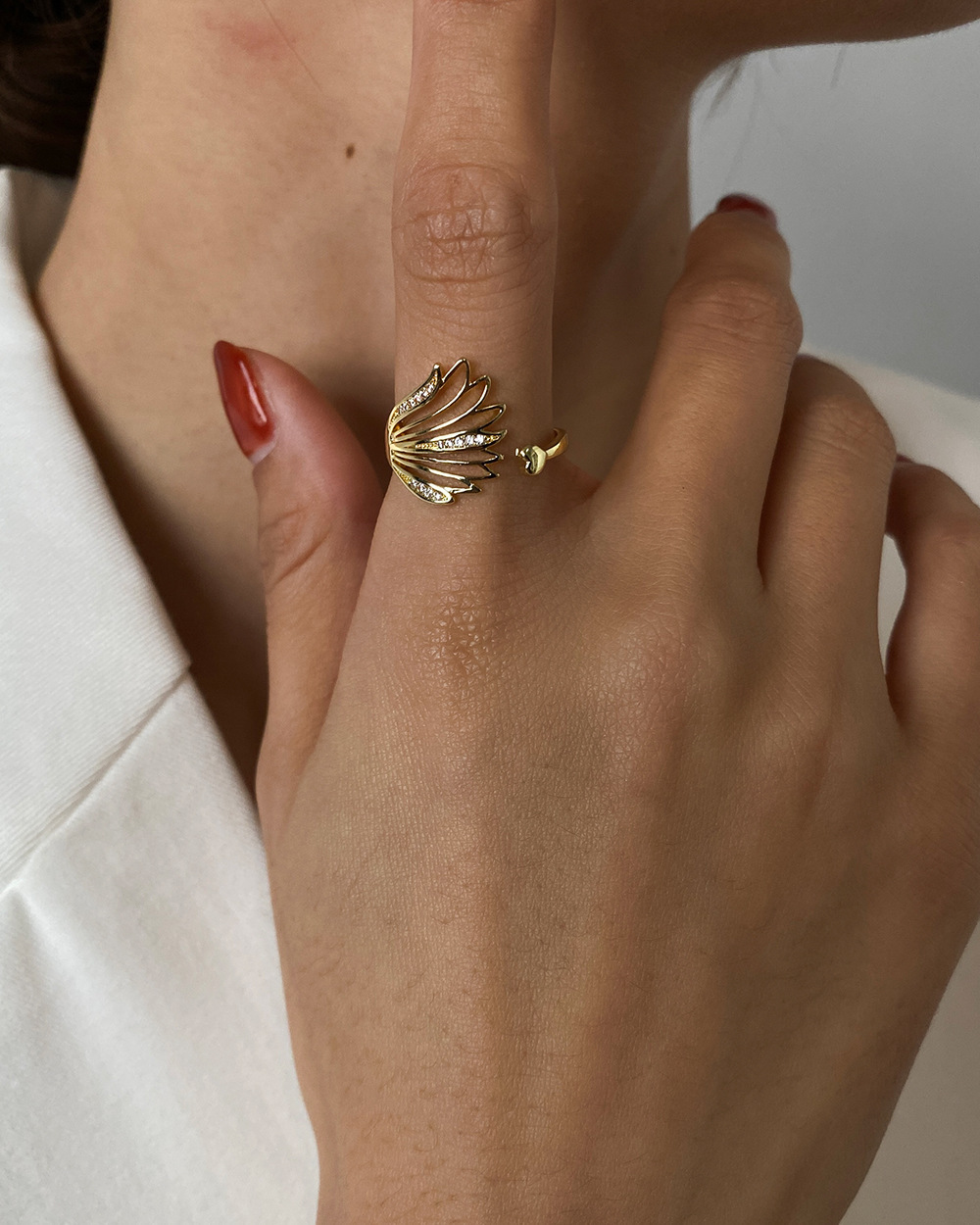 Fashion Wings Copper Rings Inlay Zircon Copper Rings