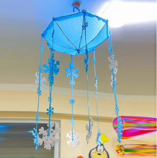 Kindergarten Leisure Place New Blue Pink Green Yellow Umbrella Decoration Air Hanging Ornaments for Spring, Summer, Autumn and Winter