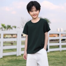 240克长绒棉圆领纯棉T恤短袖中大童 培训班夏宁营儿童T恤衫印LOGO