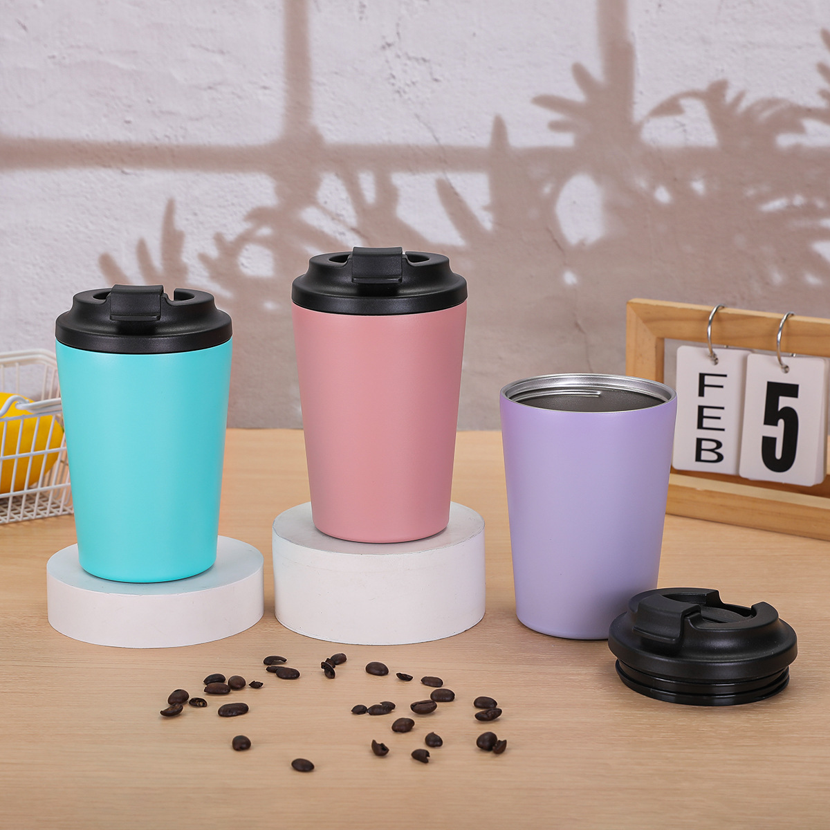 Nuevo taza de café de acero inoxidable al vacío transfronterizo taza de café portátil al aire libre taza aislante de agua de café