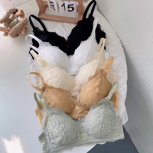Sweetheart tassel a generation of French underwear women's triangle cup bra lace without steel ring small chest gathered thin