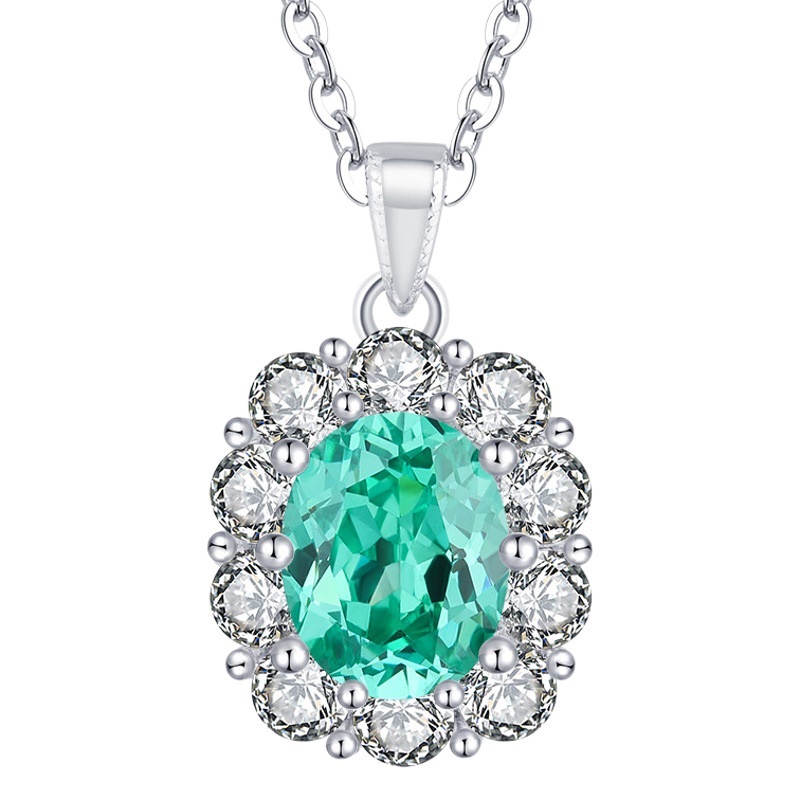 Zhuang Sheng joyería S925 plata simulación verde turmalina Paloma huevo traje de moda piedra principal colgante 8*10 espárragos 6*8