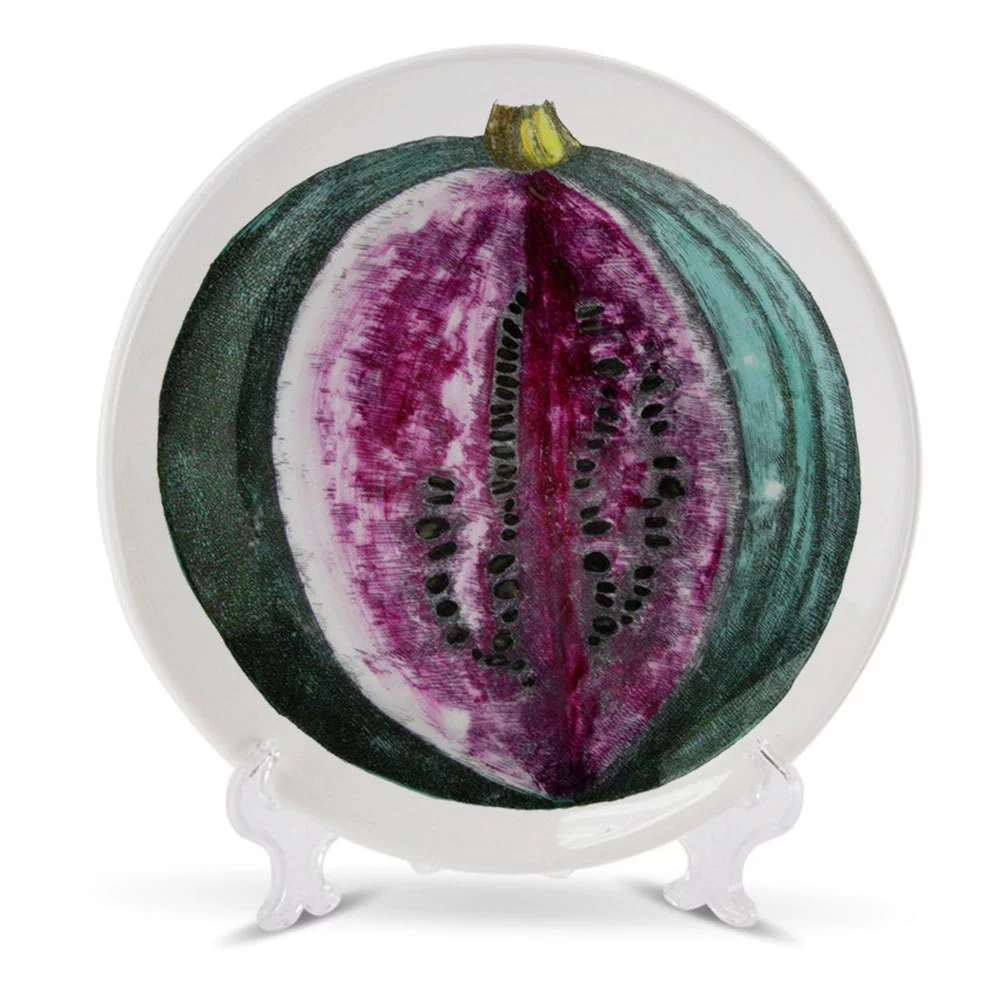 Italian FORNASETTIAN hand -painted fruit vegetarian decoration plate light luxury ceramic round flat plate home decoration