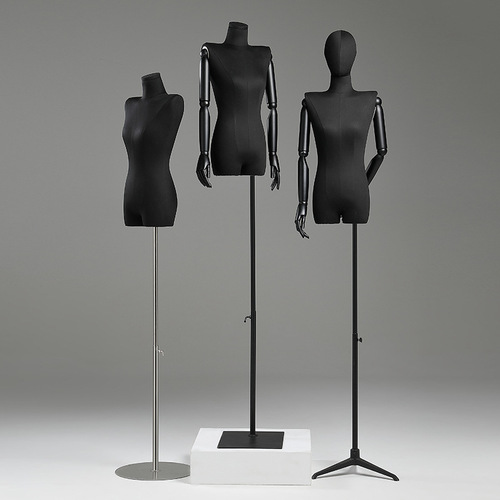 Black flat-shoulder flat-chest female mannequin half-body mannequin stand model rack Korean clothing store window full-body display rack