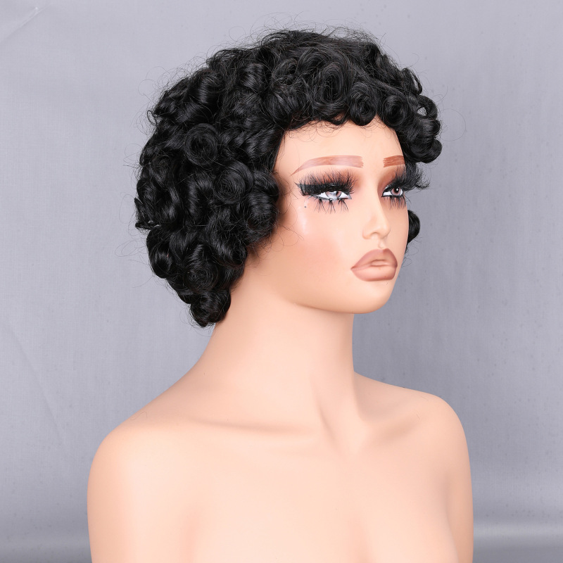 机制头套卷发小卷CURLY档口爆款厂家现货真人发假发human hair|undefined