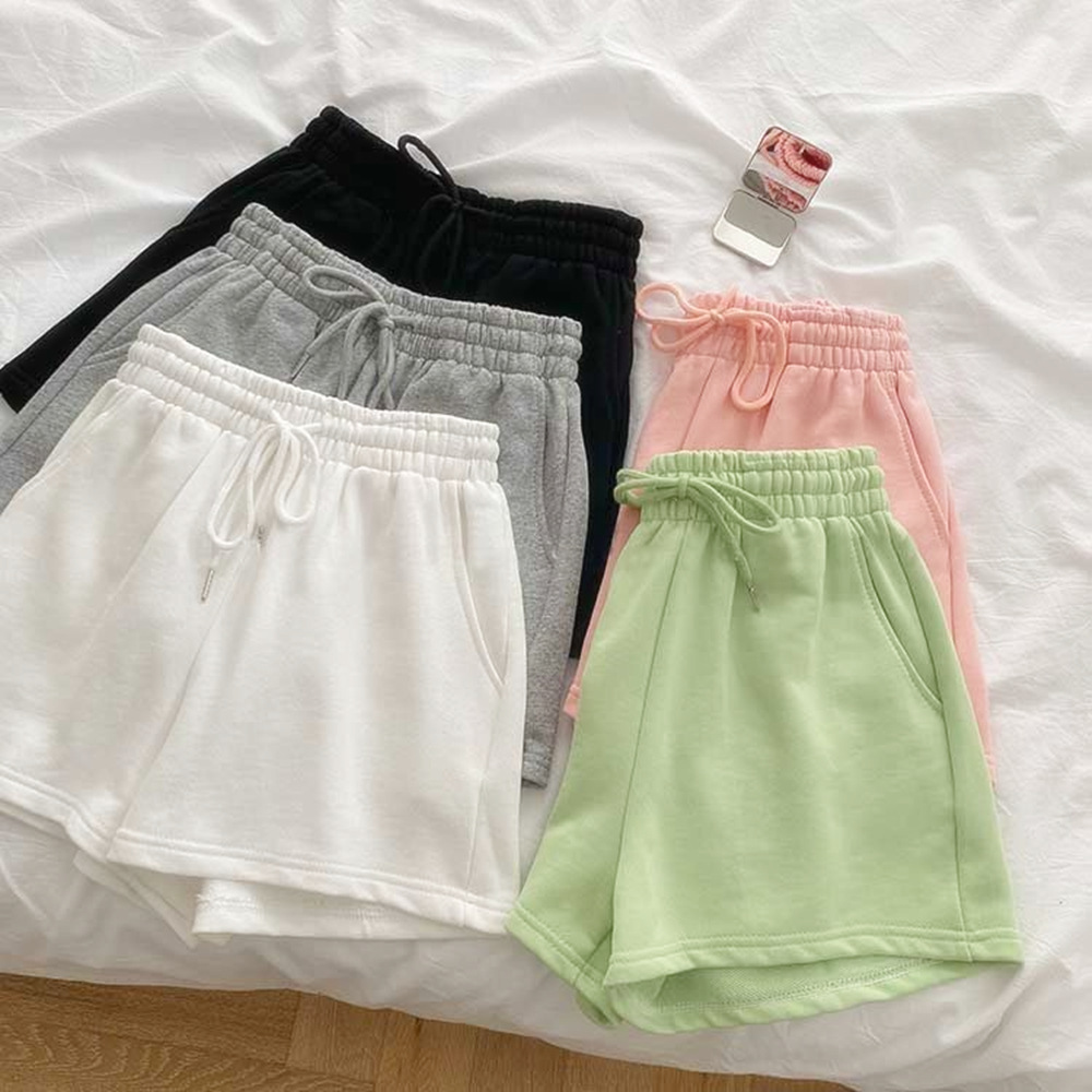 Foreign trade wholesale solid color shorts women's summer thin loose plus size high waist straight wide leg leisure sports hot pants