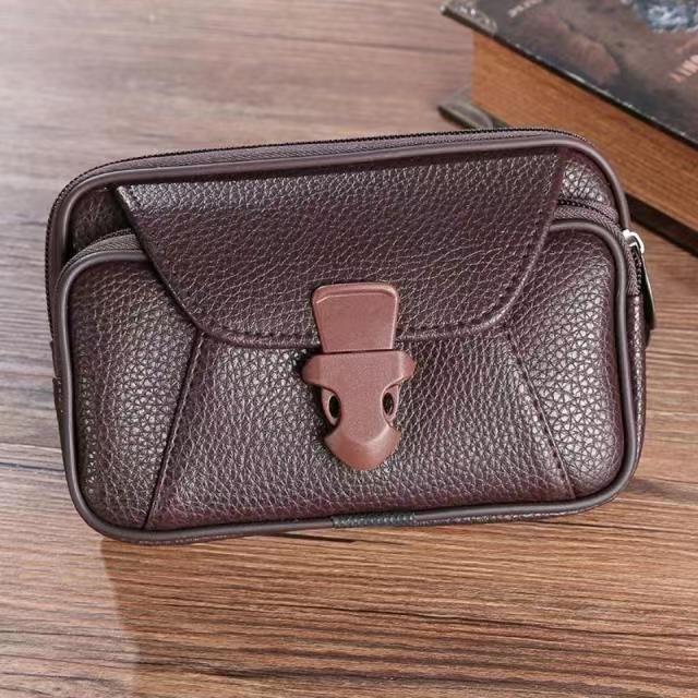 PU leather men's belt mobile phone bag waist bag two-layer men's middle-aged and elderly work coin purse factory wholesale