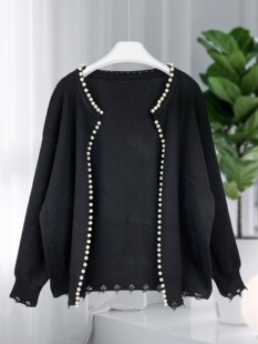 X 66281 Pearl Trimmed Knit Cardigan �����߅ᘿ��_�� ��