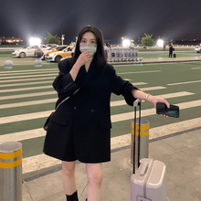 oversize黑色西装外套女高级感2025春秋新款韩版休闲宽松廓形西服