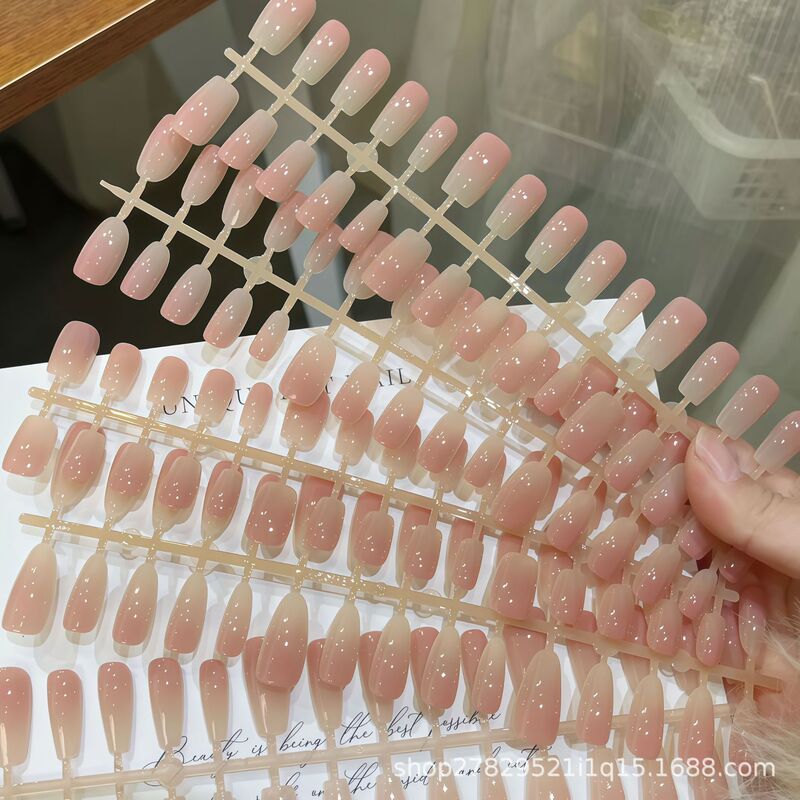 Nude Pink Gradient Handmade Wearable Nails, Pre-Made Nails, Semi-Finished Spray-Painted Gradient Wearable Nails, Classy Special Nails