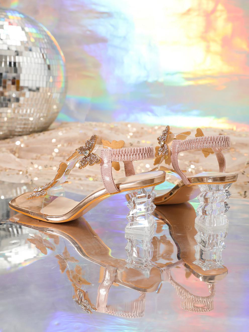 Water Rhinestone Bowknot Heels 7