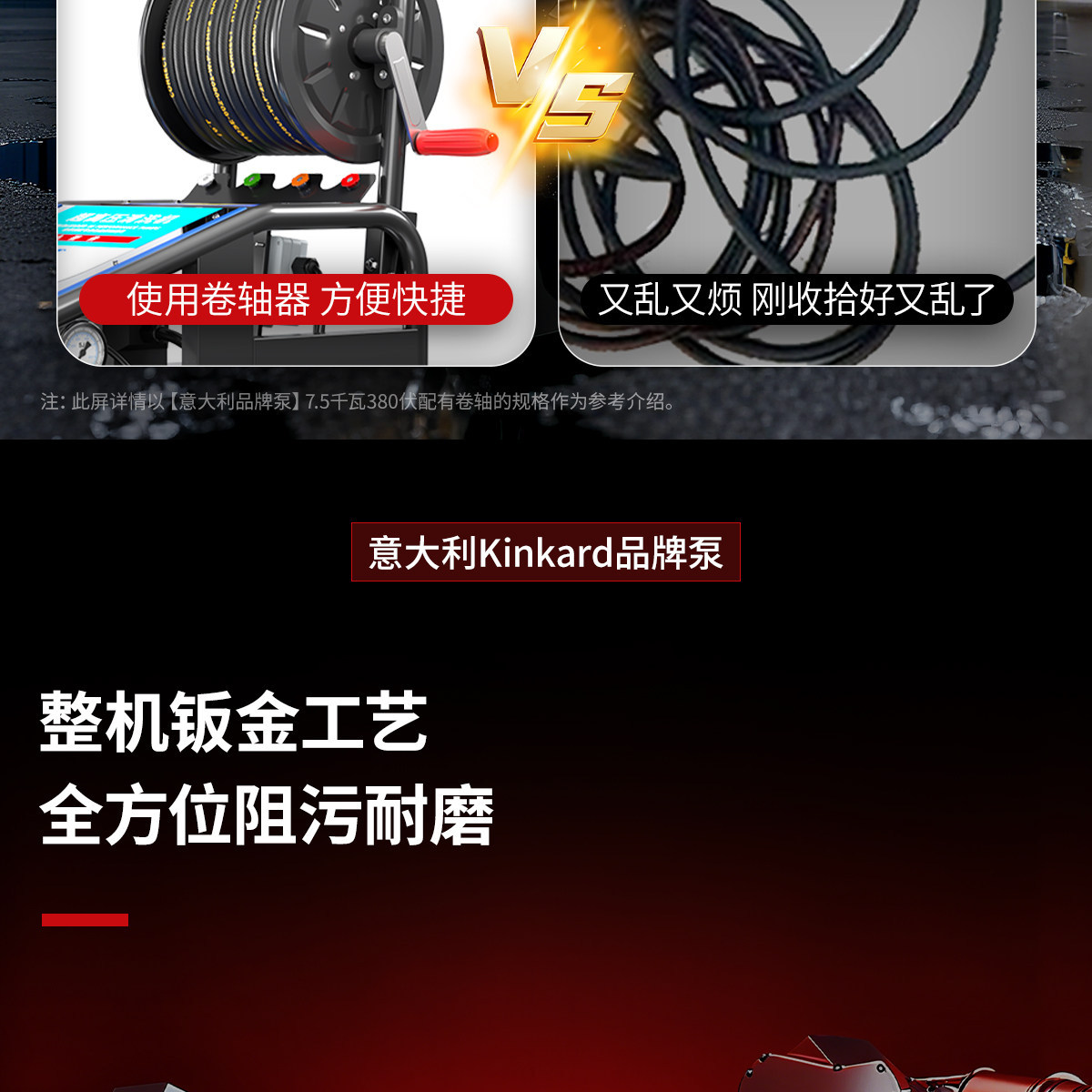 Black Cat High-Pressure Car Washer 380V Commercial High-Power Industrial Booster Water Gun Pump Cleaning Machine Floor Cleaning Magic Tool