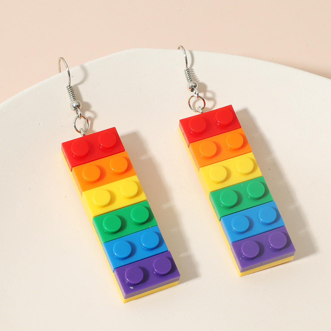 Wholesale Jewelry Rainbow Building Blocks Pendant Earrings Necklace Nihaojewelry