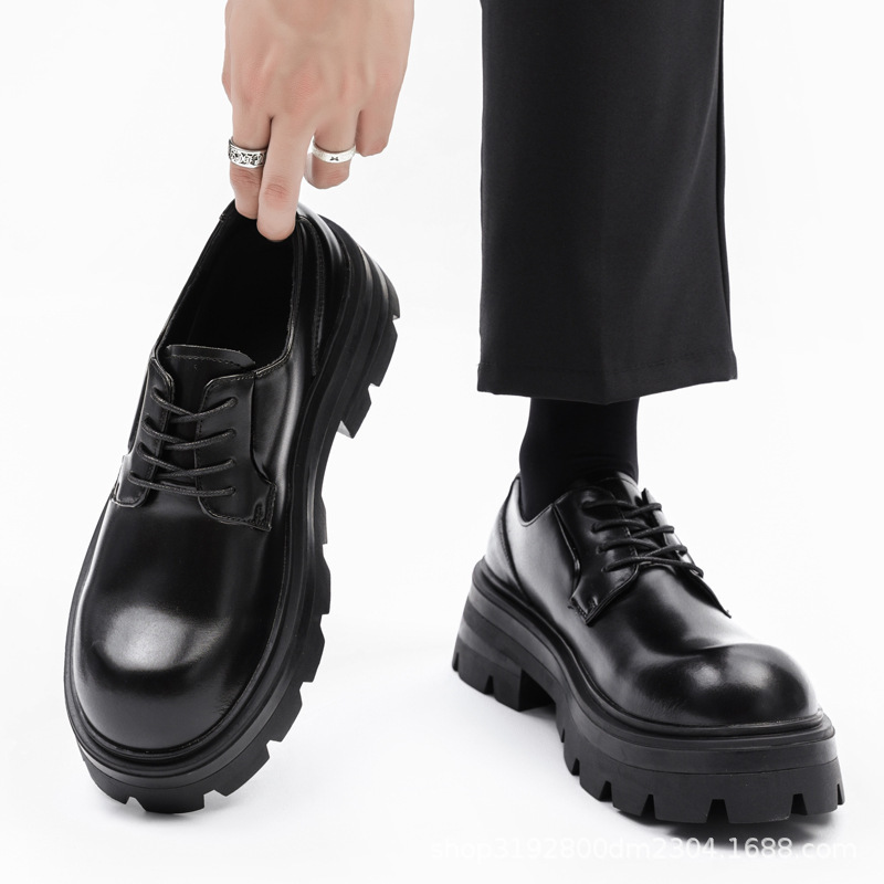 8133 Derby Shoes Men's 2024 New Thick Bottom Genuine Leather Niche Increased Big Head Casual Small Leather Shoes Black Workwear Shoes 8133 Derby Shoes Men's 2024 New Thick Bottom Genuine Leather Niche Increased Big Head Casual Small Leather Shoes Black Workwear Shoes