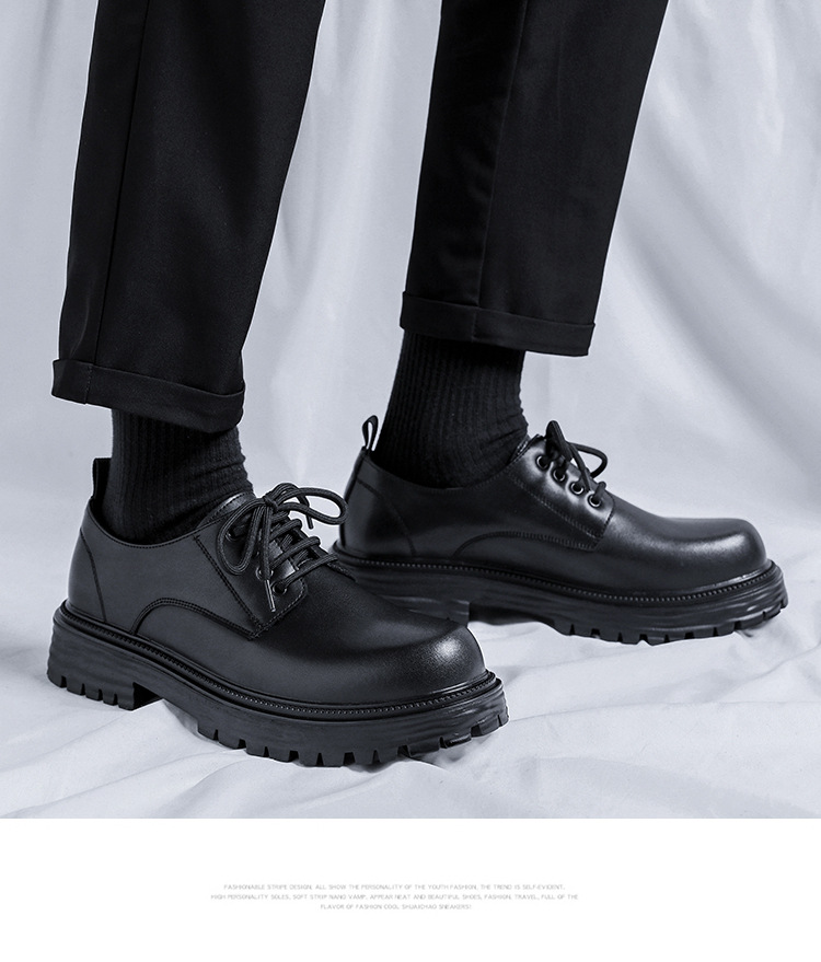 2024 Kožené boty Pánské Podzimní Studentské Velké Hnědé Vyšší Obchodní Šaty Svatební Nízké Martinské Boty 66103-Y_voghion.com