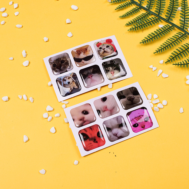 水晶滴塑环氧树脂标贴滴胶贴纸可爱小猫卡通滴胶logo贴创意软胶贴