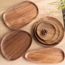 胡桃木家用木盘子日式实木托盘木质茶点盘中式点心盘商用复古泰儿