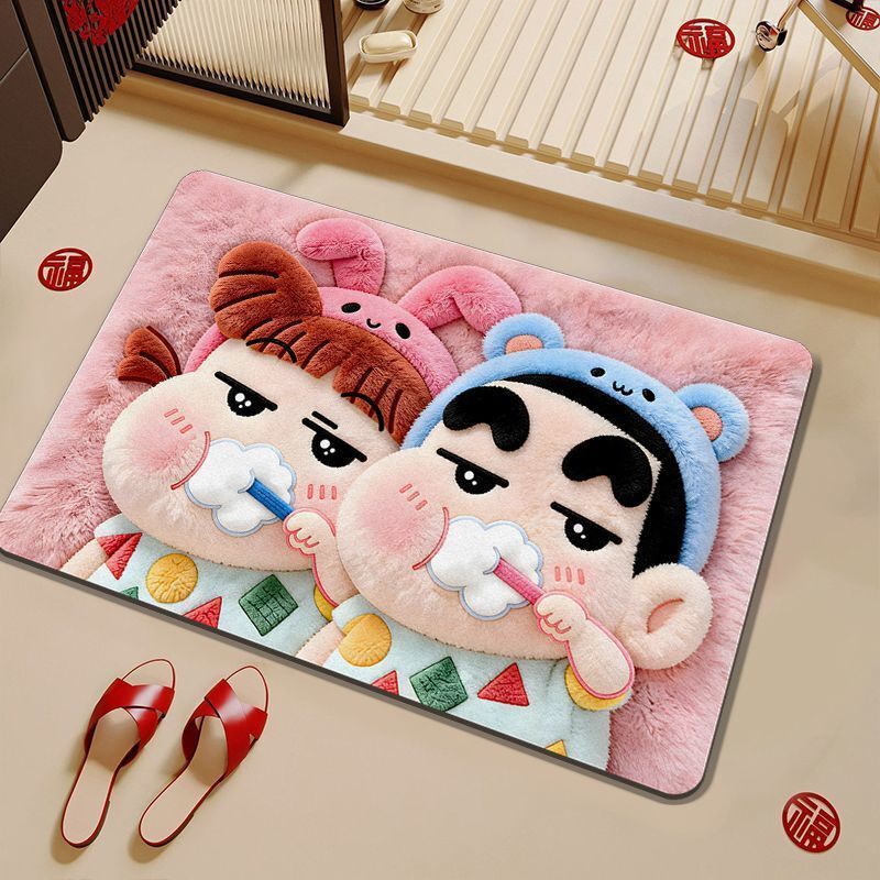 Crayon Shin-Chan Bathroom Absorbent Floor Mat Diatomaceous Earth Home Bathroom Toilet Door Non-Slip Foot Mat Thickened Mat
