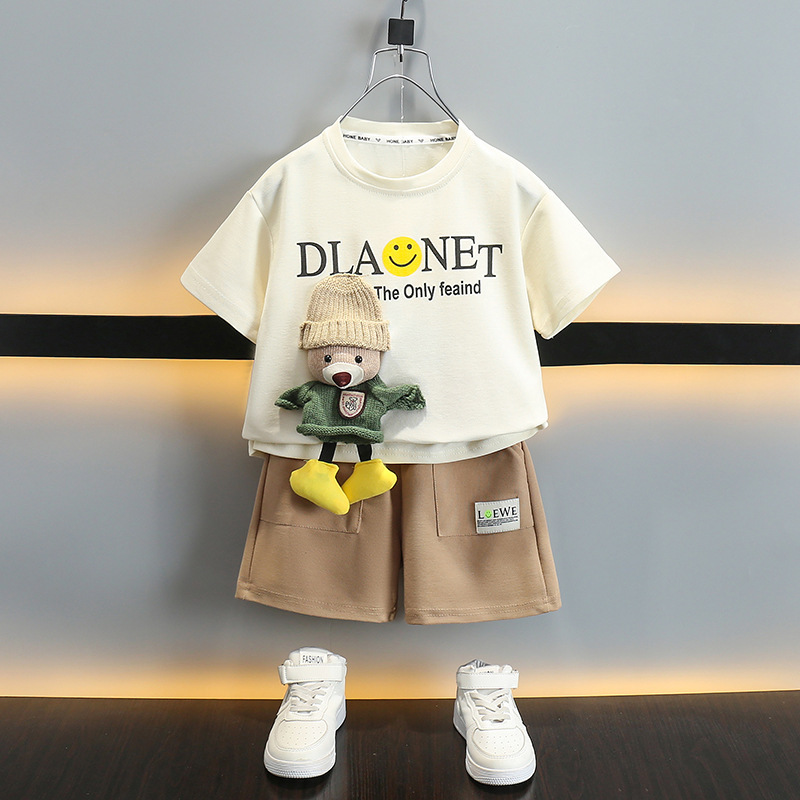 男の子サマースーツ2025新スタイル子供ベビーファッショナブルな半袖ハンサム子供夏服ストリート子供服|undefined