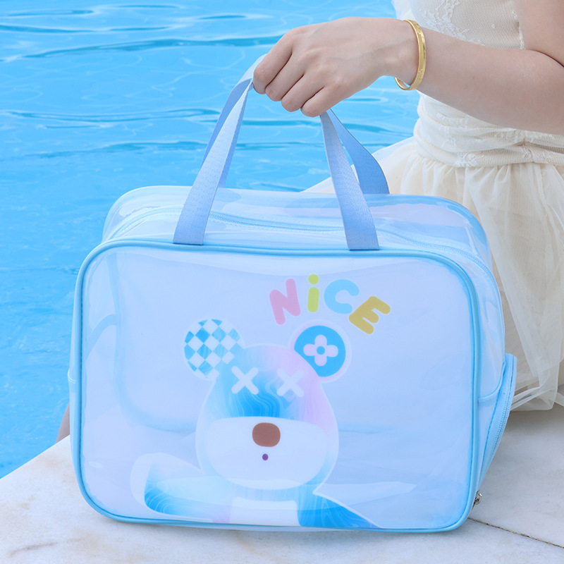Bolsa de cosméticos de gran capacidad para mujer bolsa de playa de dibujos animados transparente Portátil Bolsa de natación impermeable bolsa de lavado bolsa de almacenamiento