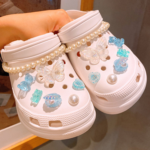[Non-closing] Bow Pearl Korean INS Crocs Shoes Accessories Shoe Buckles Shoes Flowers Accessories Jewelry Wholesale