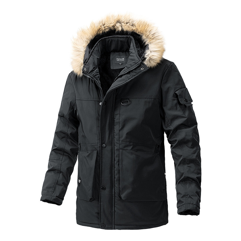 Autumn and Winter Long Casual Coat with Belt, Zipper, Solid Color, Fitted, Brown, Thickened, Side Seam Pockets, Trench Coat