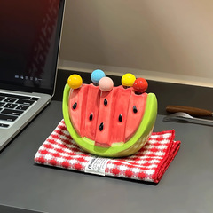 夏スイカ果物フォーク家庭用ステンレス軽贅沢高級感収納缶セット子供安全フォーク果物サイン