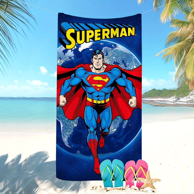 Cross-Border Dc Animation Superhero Superman Seaside Vacation Bath Towel Superman Children's Cartoon Print Beach Towel