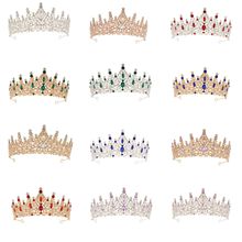 跨境新娘皇冠水钻发饰婚纱晚会宴会盘发头冠王冠头饰厂家批发