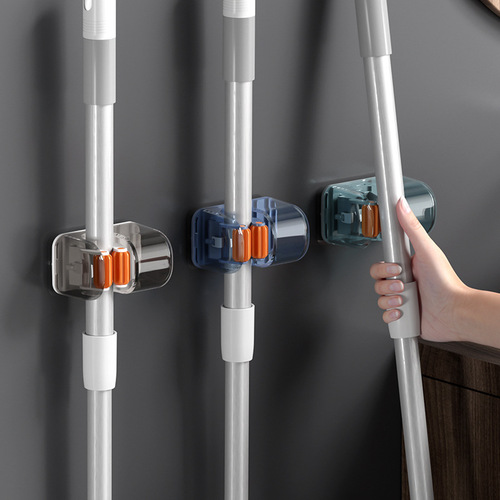 Light luxury style transparent mop holder without punching bathroom mop holder snap-on mop clip mop hook