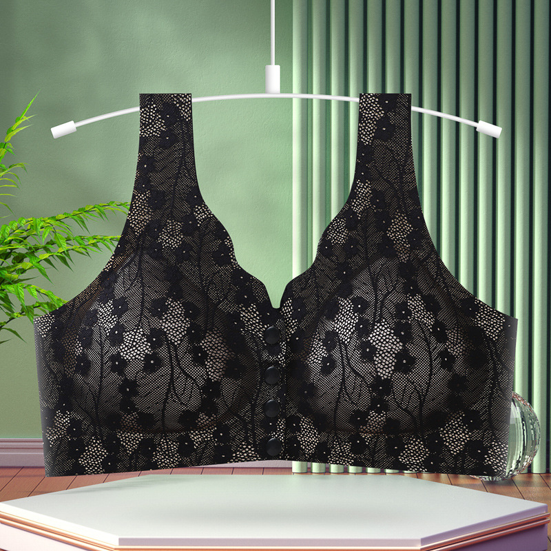 Sujetador de madre con hebilla frontal sin costuras, talla grande, sin anillo de acero, ropa interior de pecho, sujetador de dormir estilo chaleco para personas de mediana edad y ancianos