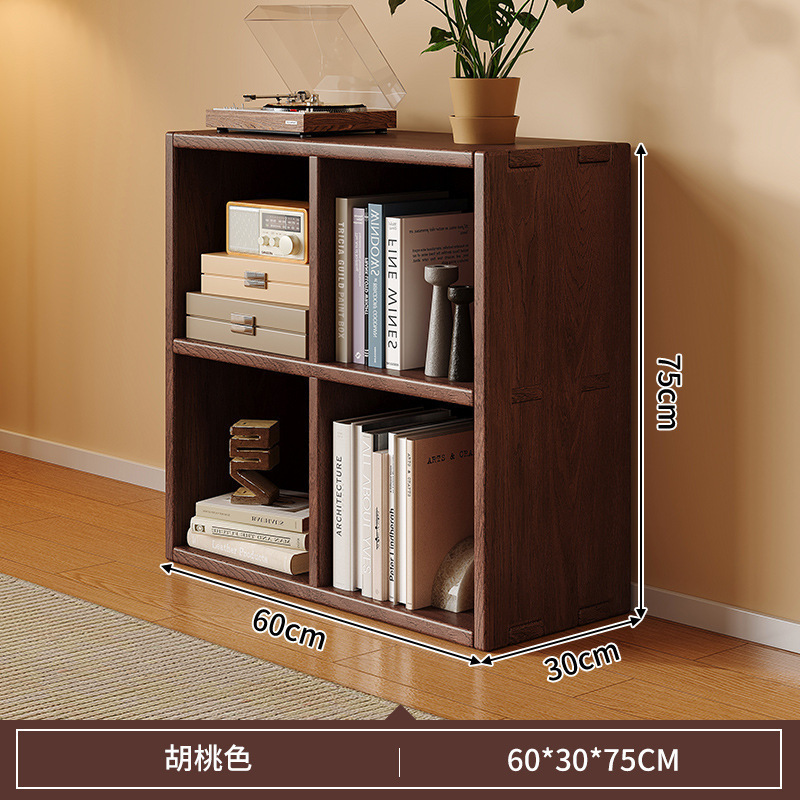 Gabinete bajo de madera sólida, gabinete de cuadrillas de color nuez, gabinete bajo de sala de estar doméstica, estante de almacenamiento contra la pared